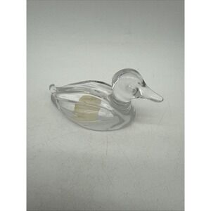 Princess House Lead Crystal Mallard Duck Paperweight 4" Wide